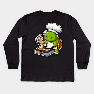 Cute Turtle Chef Cooking Kawaii Kids Long Sleeve T-Shirt